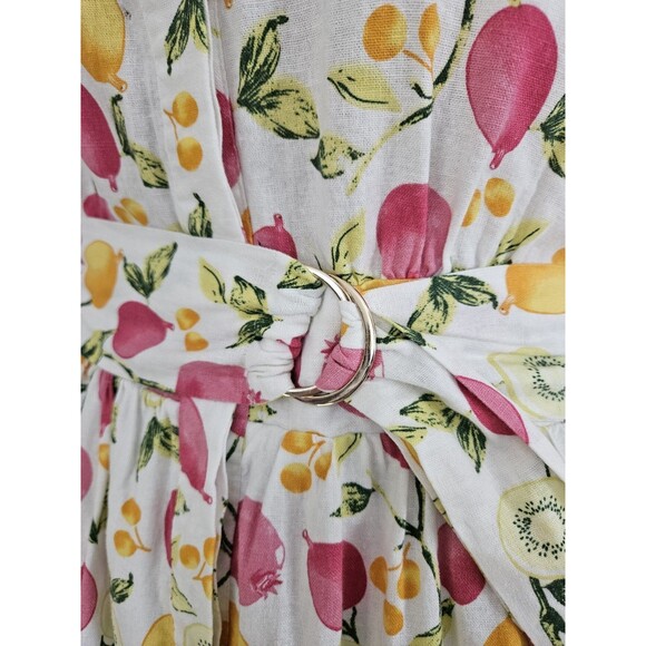 Cynthia Rowley Tropical Fruit Fit & Flare Button Dress Sz 8 Linen & Viscose - Picture 4 of 9